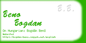 beno bogdan business card