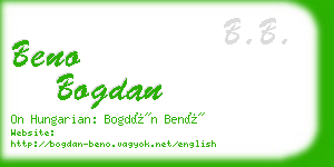 beno bogdan business card